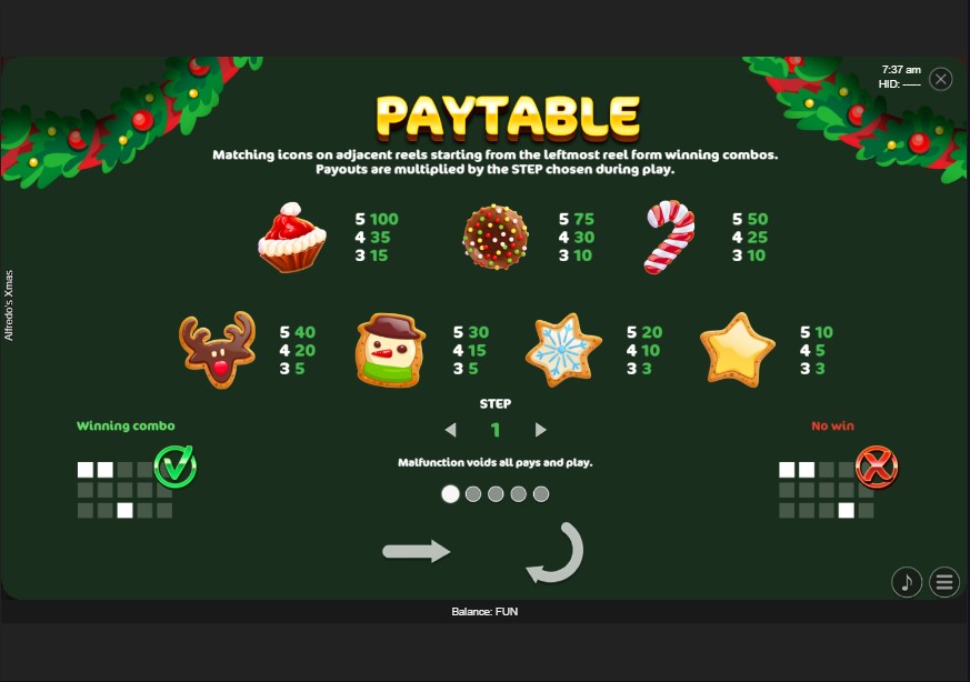 alfredos xmas paytable
